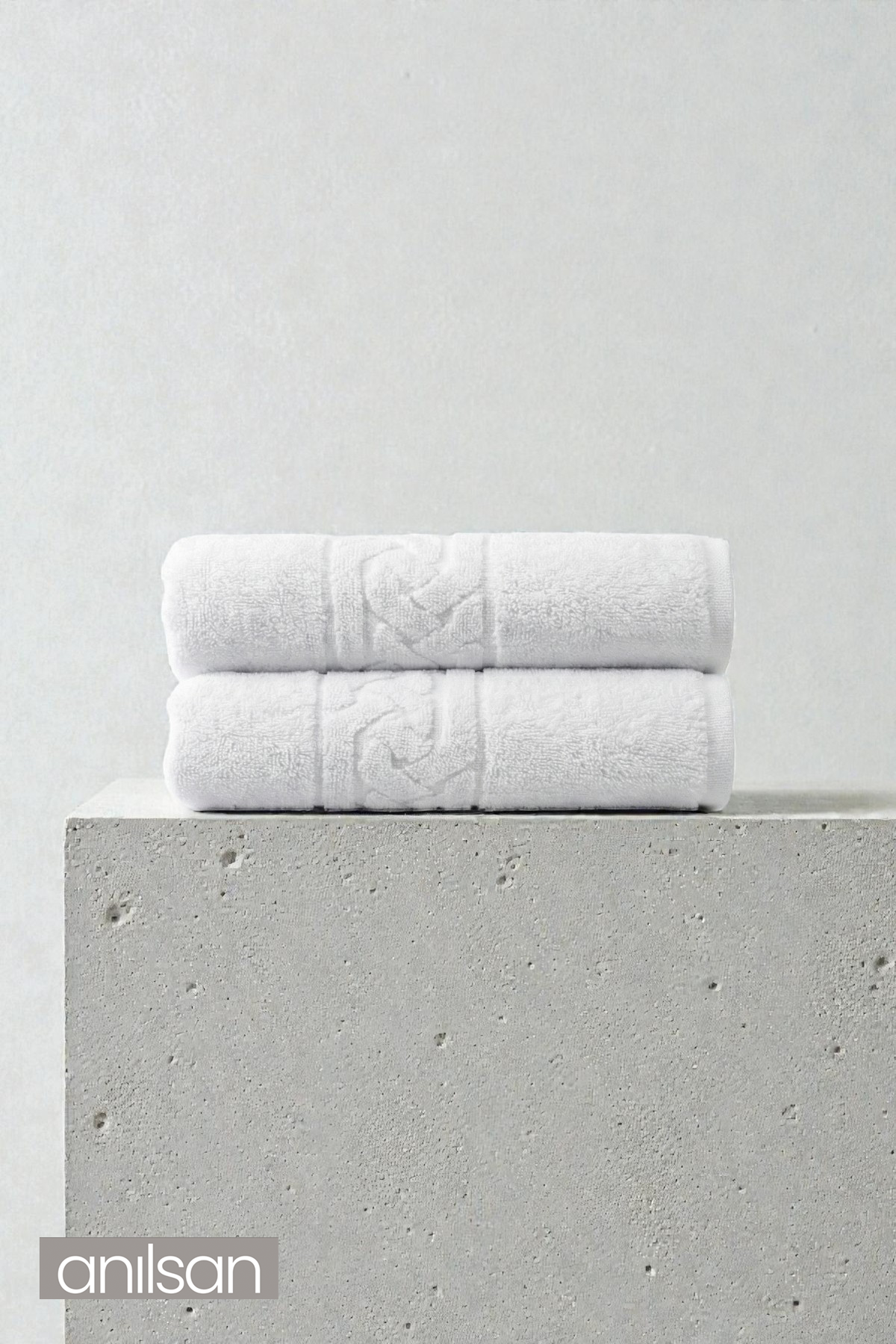 2'li Rita Beyaz  Banyo Havlusu - 70x140 Cm, 490Gr, %100 Pamuk, Spa Ve Otel Havlusu