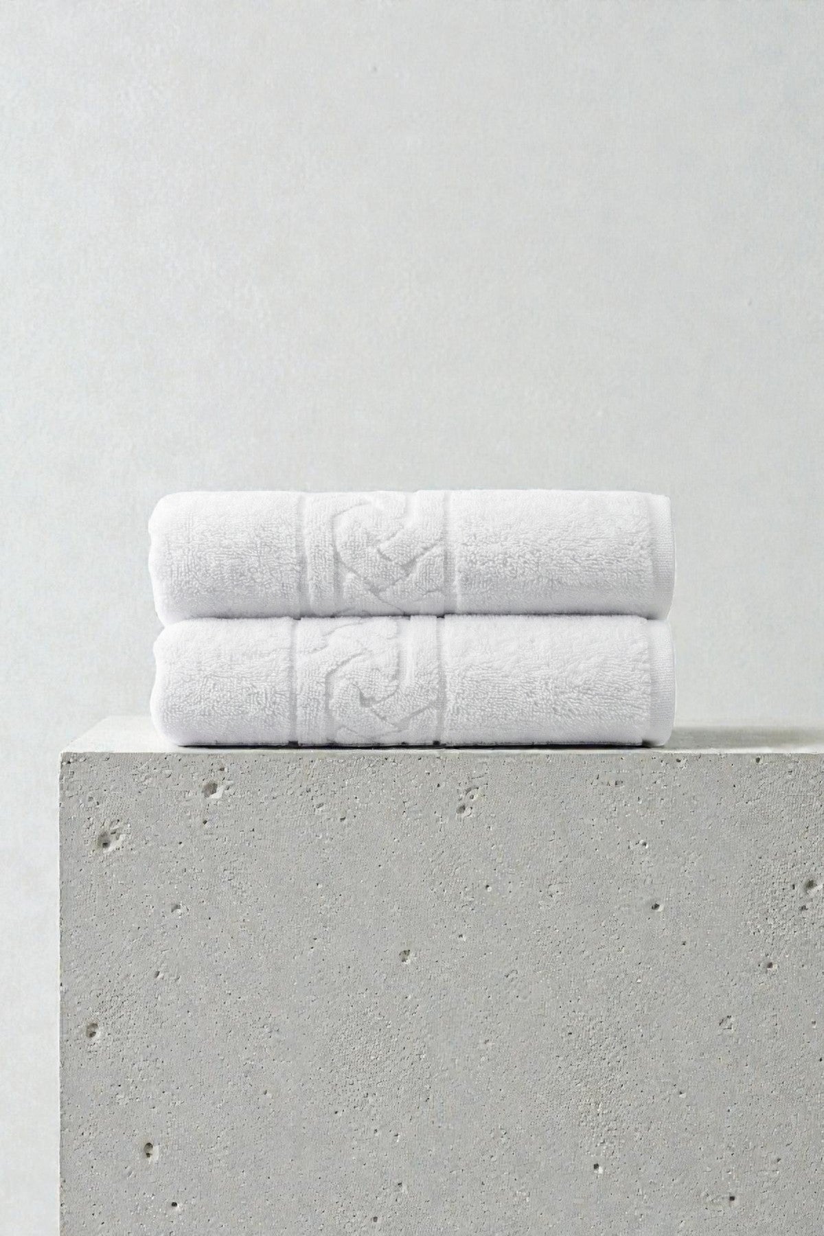 2'li Rita Beyaz  Banyo Havlusu - 70x140 Cm, 490Gr, %100 Pamuk, Spa Ve Otel Havlusu