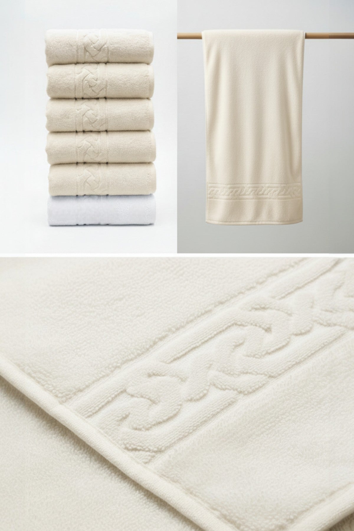 6'lı Rita Ekru El Havlusu - 50x90 Cm, 240Gr, %100 Pamuk, Spa Ve Otel Havlusu