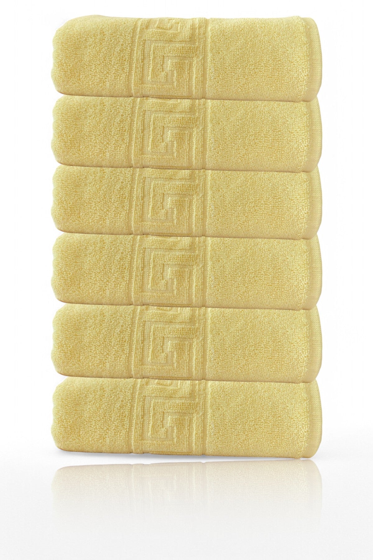 6'lı Sarı Greek Banyo Havlusu - 70x140cm, 490gr, %100pamuk, Spa Ve Otel Havlusu