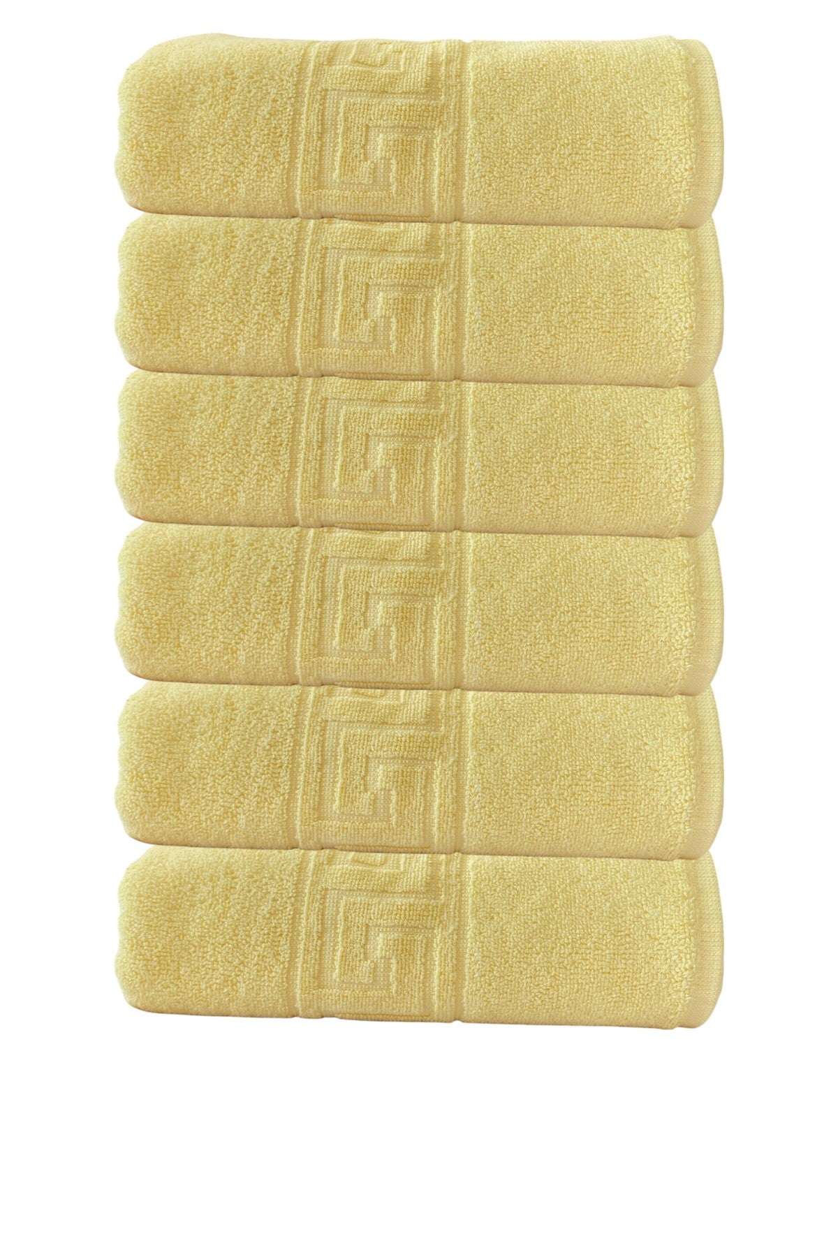 6'lı Sarı Greek Banyo Havlusu - 70x140cm, 490gr, %100pamuk, Spa Ve Otel Havlusu