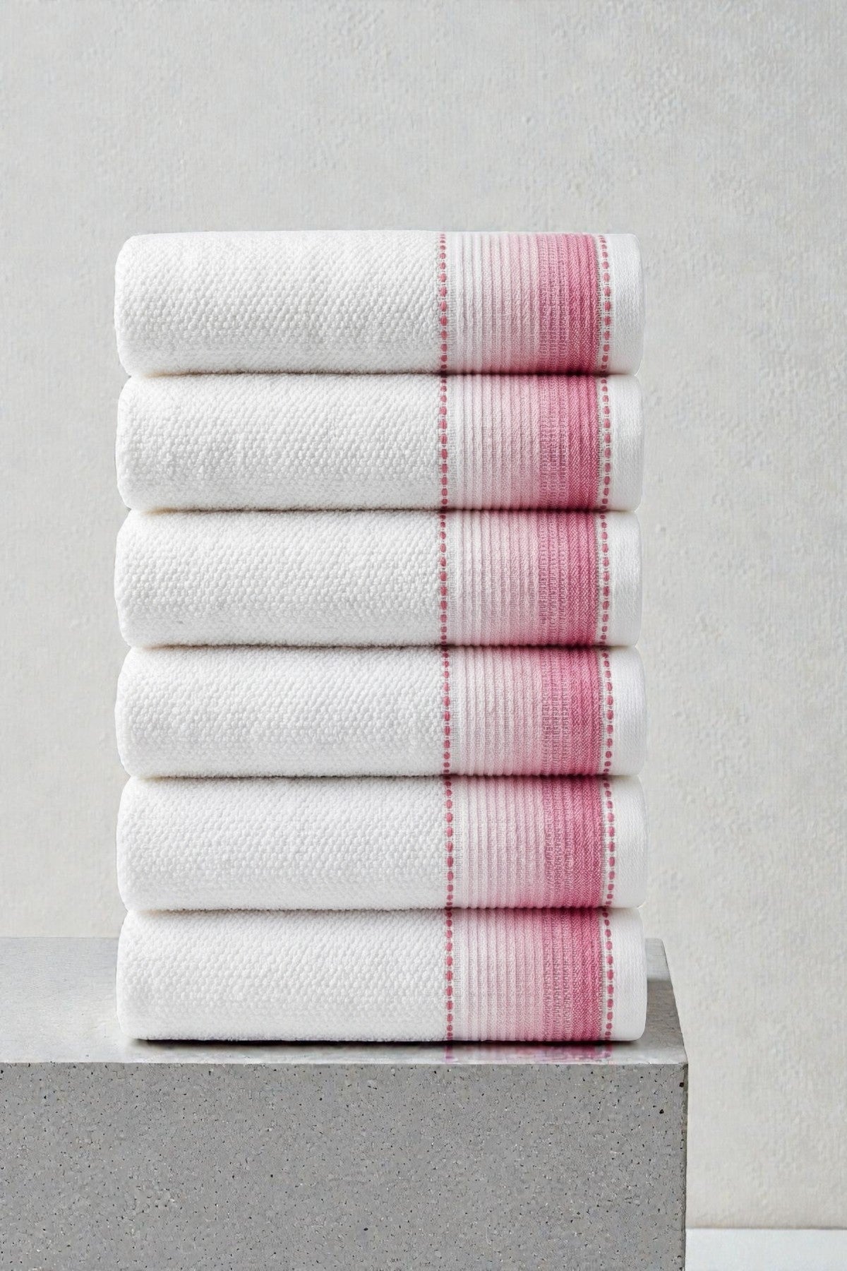 6'lı Selina Pembe El Havlusu - 50x100 Cm, 235 Gr, %100 Pamuk, Spa Ve Otel Havlusu