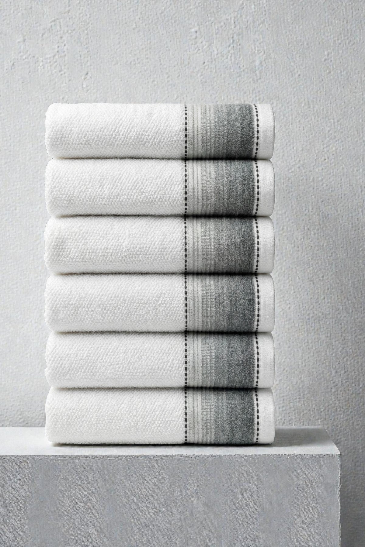 6'lı Selina Koyu Yeşil El Havlusu - 50x100 Cm, 225 Gr, %100 Pamuk, Spa Ve Otel Havlusu