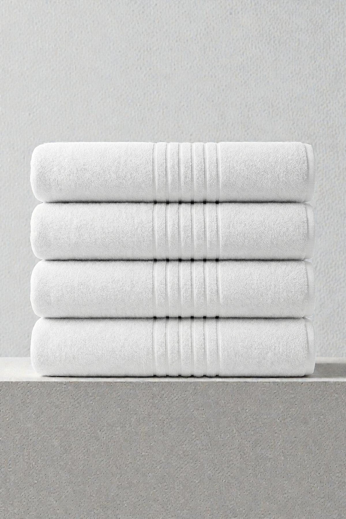 4'lü Strip Banyo Havlusu - 70x140 Cm, 475 Gr, %100 Pamuk, Spa Ve Otel Havlusu
