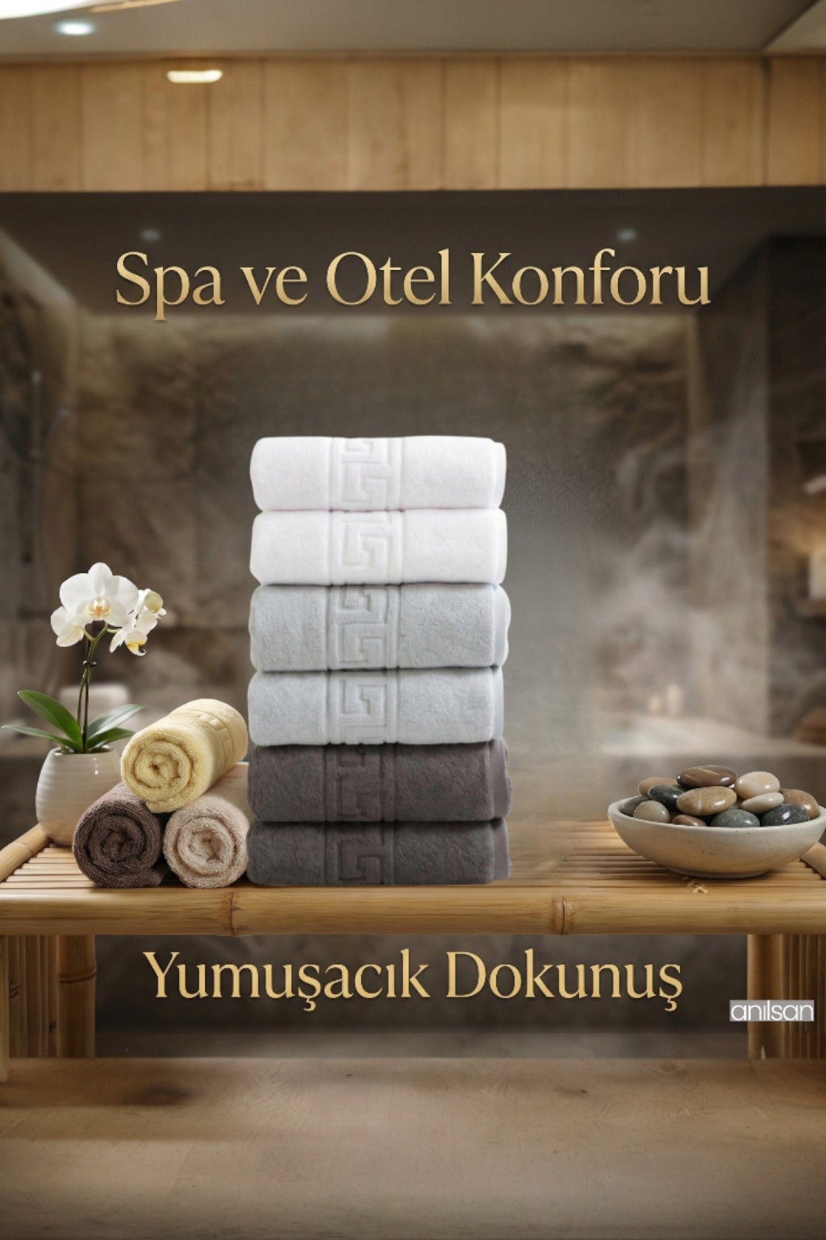 6'lı Trio Greek El Havlusu - 50x90 Cm, 225 Gr, %100 Pamuk, Spa Ve Otel Havlusu