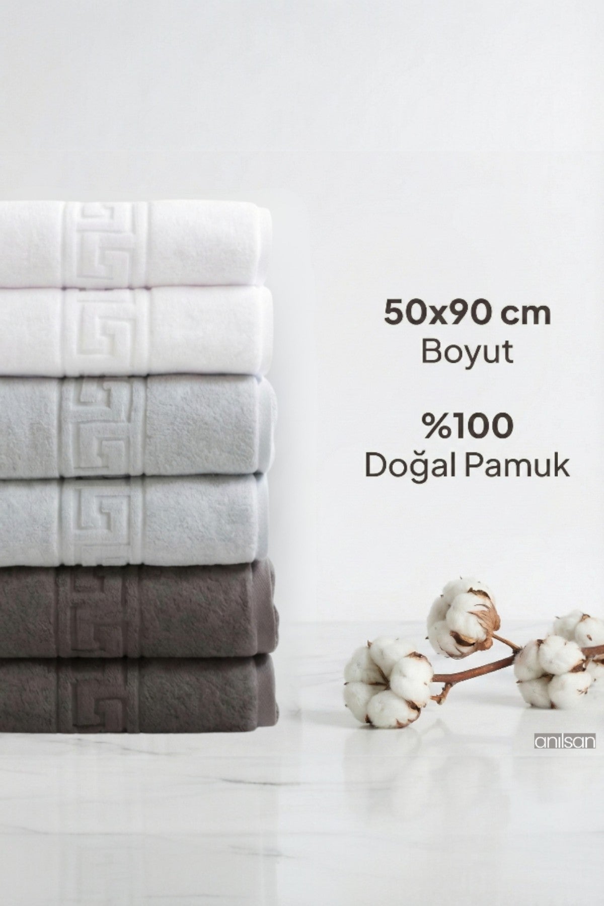 6'lı Trio Greek El Havlusu - 50x90 Cm, 225 Gr, %100 Pamuk, Spa Ve Otel Havlusu