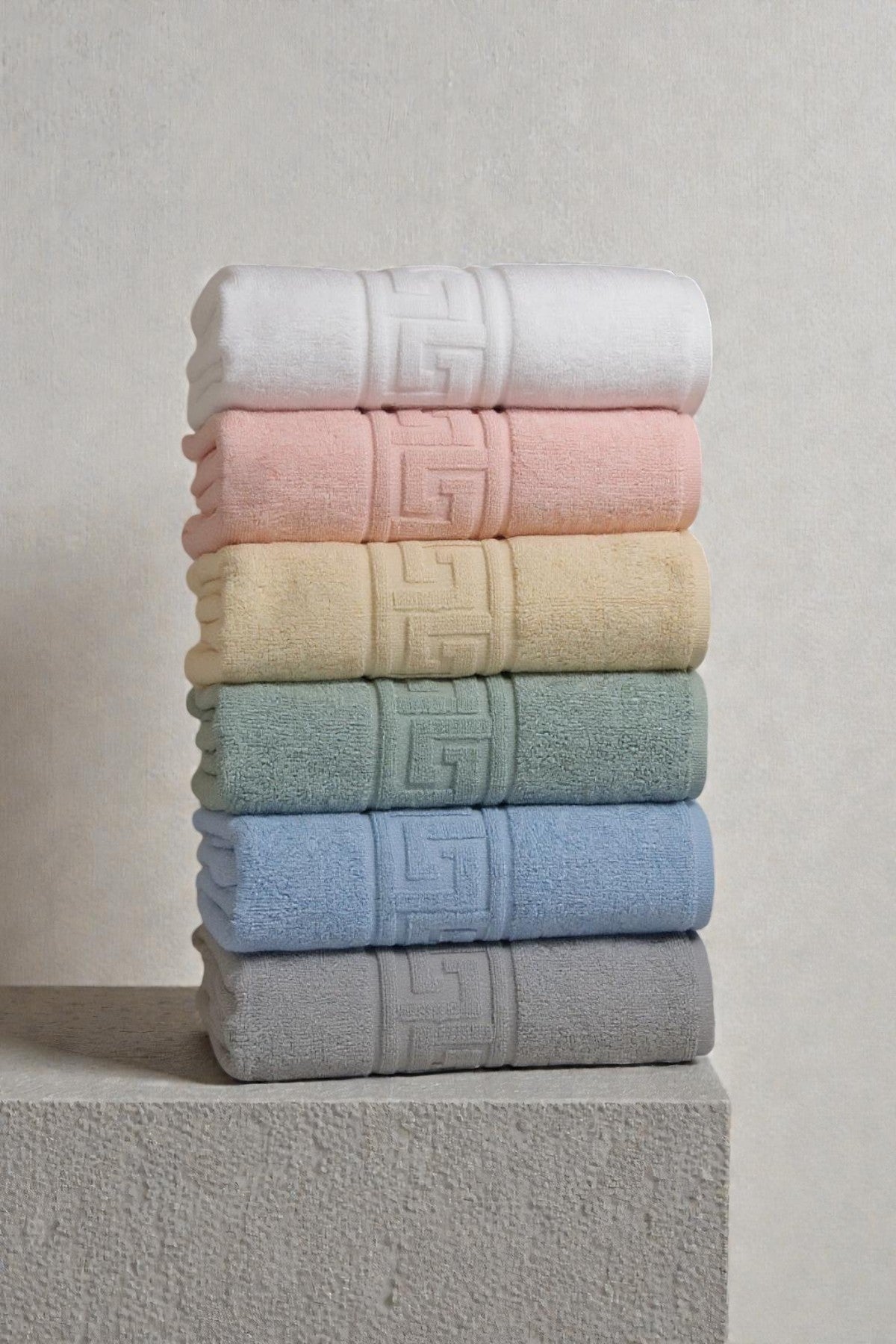 6'lı Minty Greek El Havlusu - 50x90 Cm, 225 Gr, %100 Pamuk, Spa Ve Otel Havlusu