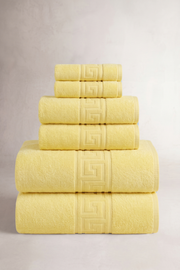 6'lı Sarı Greek Havlu Seti - 2 Adet 30x50 Yüz Havlusu, 2 Adet 50x90 El Havlusu, 2 Adet 70x140 Banyo Havlusu