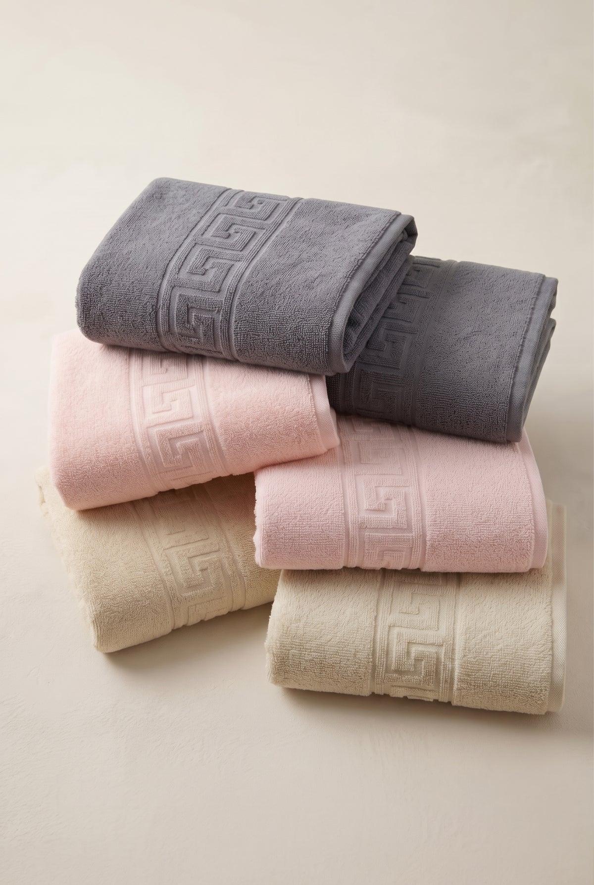 6'lı Trio Karışık Greek El Havlusu - 50x90 Cm, 225 Gr, %100 Pamuk, Spa Ve Otel Havlusu