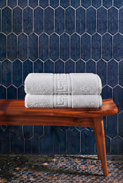 2'li Gri Greek Havlu Seti - 2 Adet Banyo Havlusu 70x140