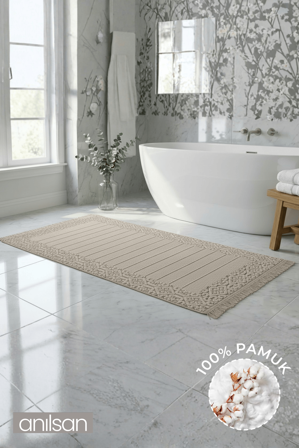 Aflora %100 Pamuk Ayak Havlusu - Vizon 60x130, 690 Gr