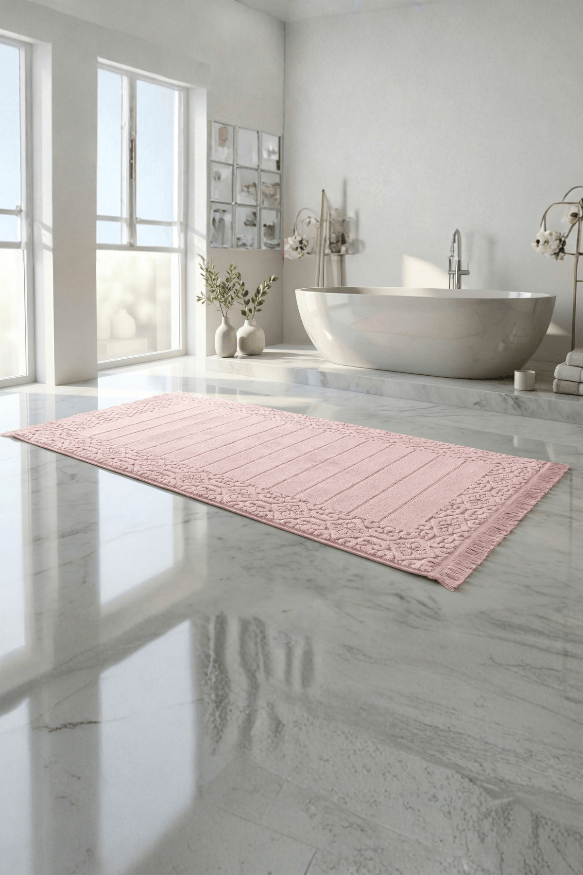 Aflora %100 Pamuk Ayak Havlusu - Pudra 60x130, 690 Gr