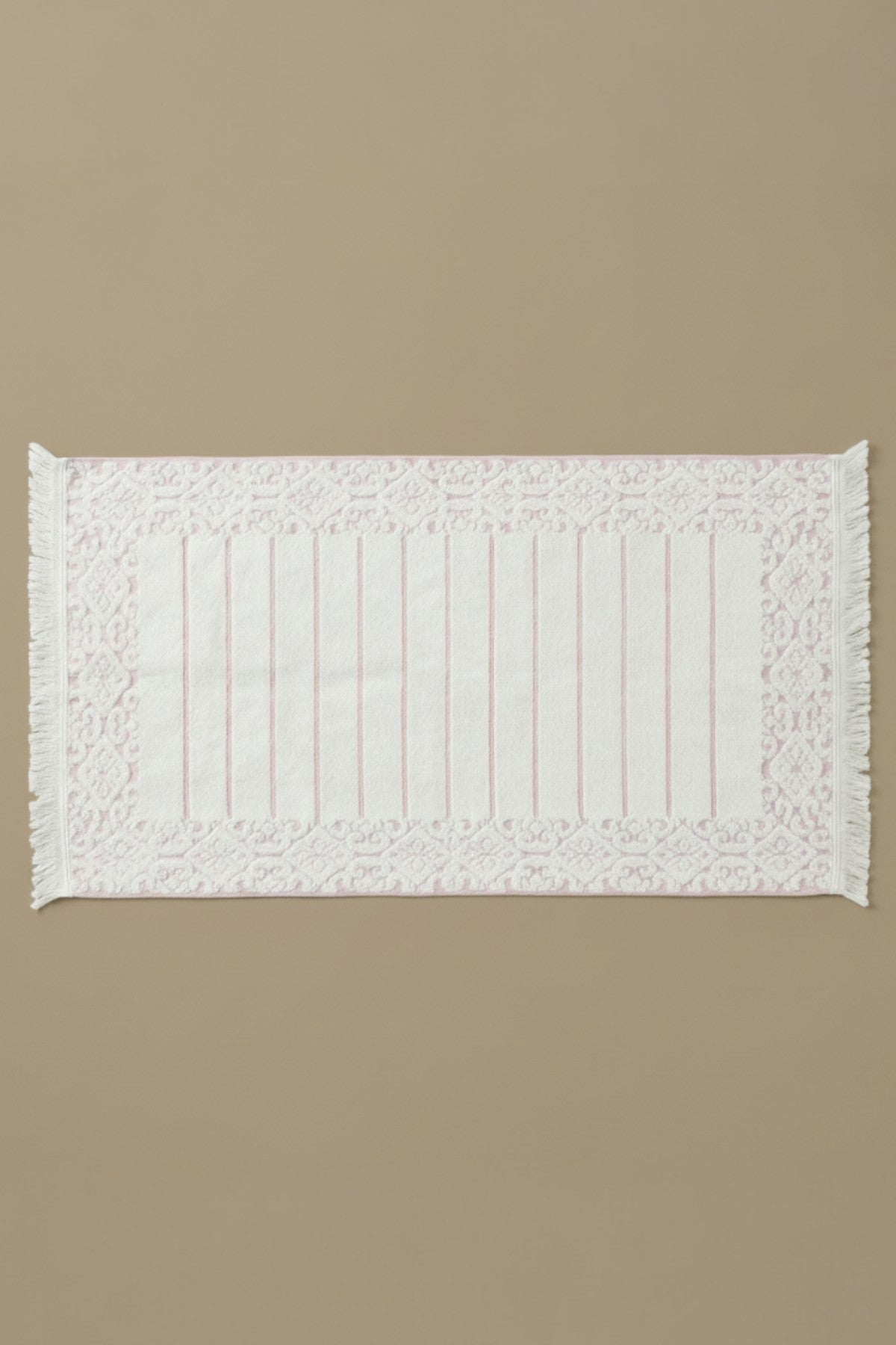 Aflora %100 Pamuk Ayak Havlusu - Beyaz - Mor 60x130, 690 Gr