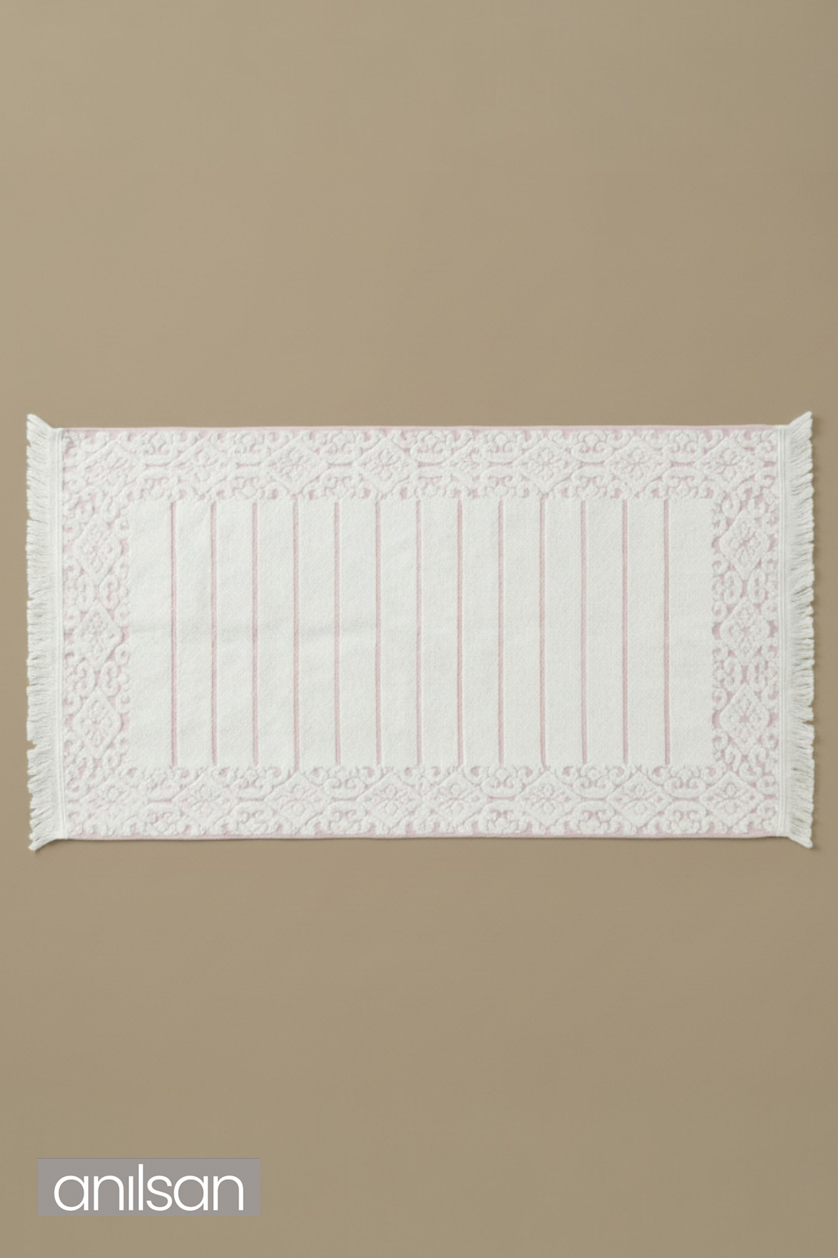 Aflora %100 Pamuk Ayak Havlusu - Beyaz - Mor 60x130, 690 Gr