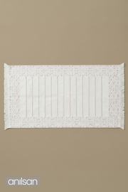 Aflora %100 Pamuk Ayak Havlusu - Beyaz - Mor 60x130, 690 Gr