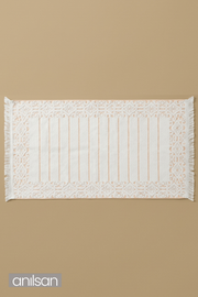 Aflora %100 Pamuk Ayak Havlusu - Beyaz-Turuncu 60x130, 690 Gr