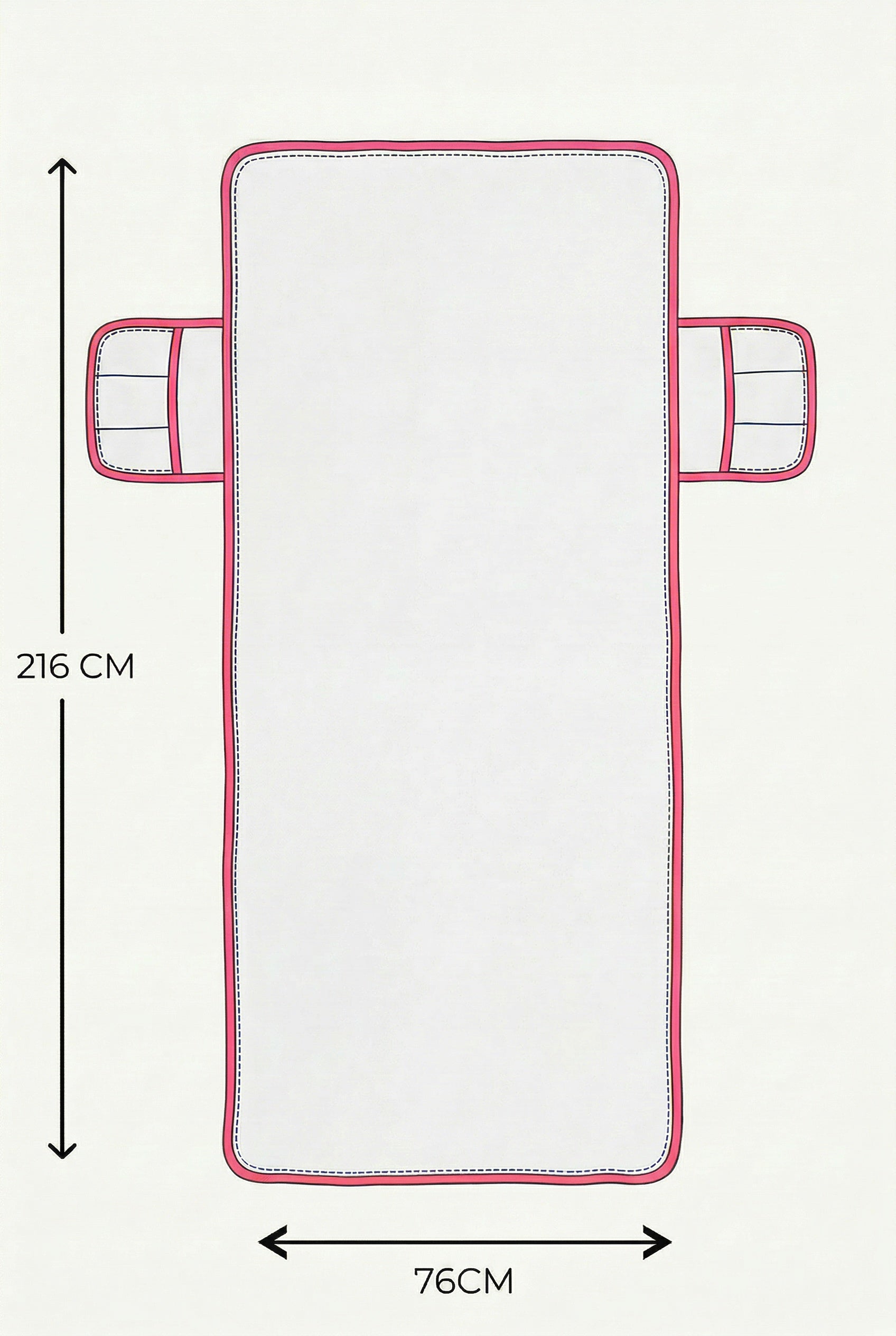 Alia Şezlong Havlusu %100 Pamuk 76x216- Beyaz Pembe