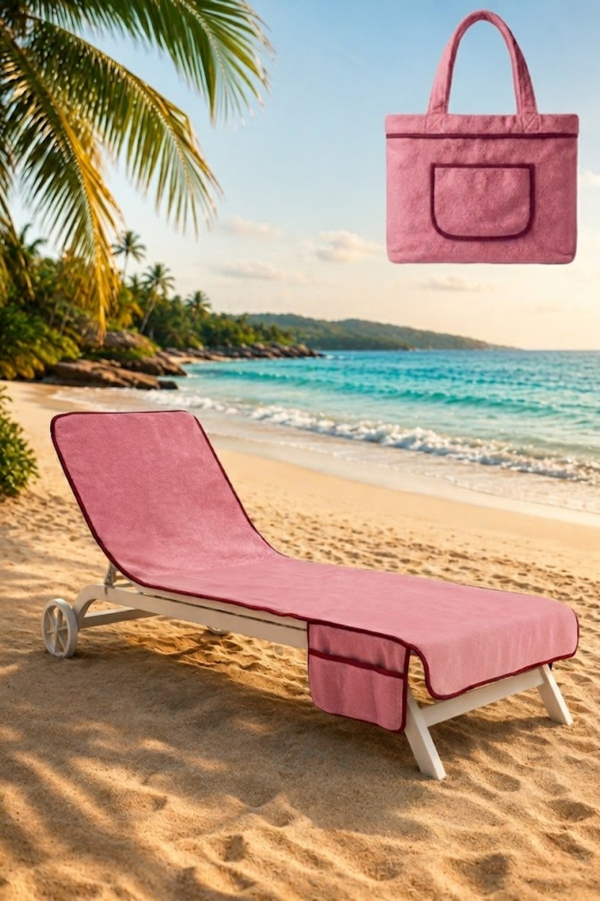Alia Şezlong Havlusu %100 Pamuk 76x216- Pembe