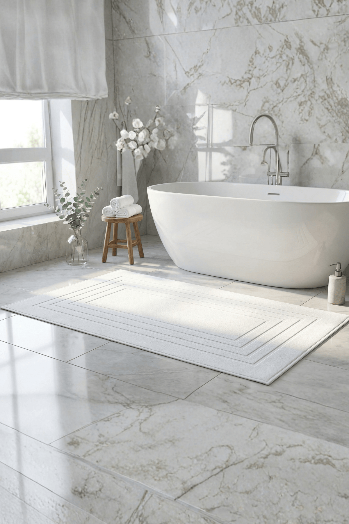 Alora  %100 Pamuk Ayak Havlusu - Beyaz 60x130, 690 Gr