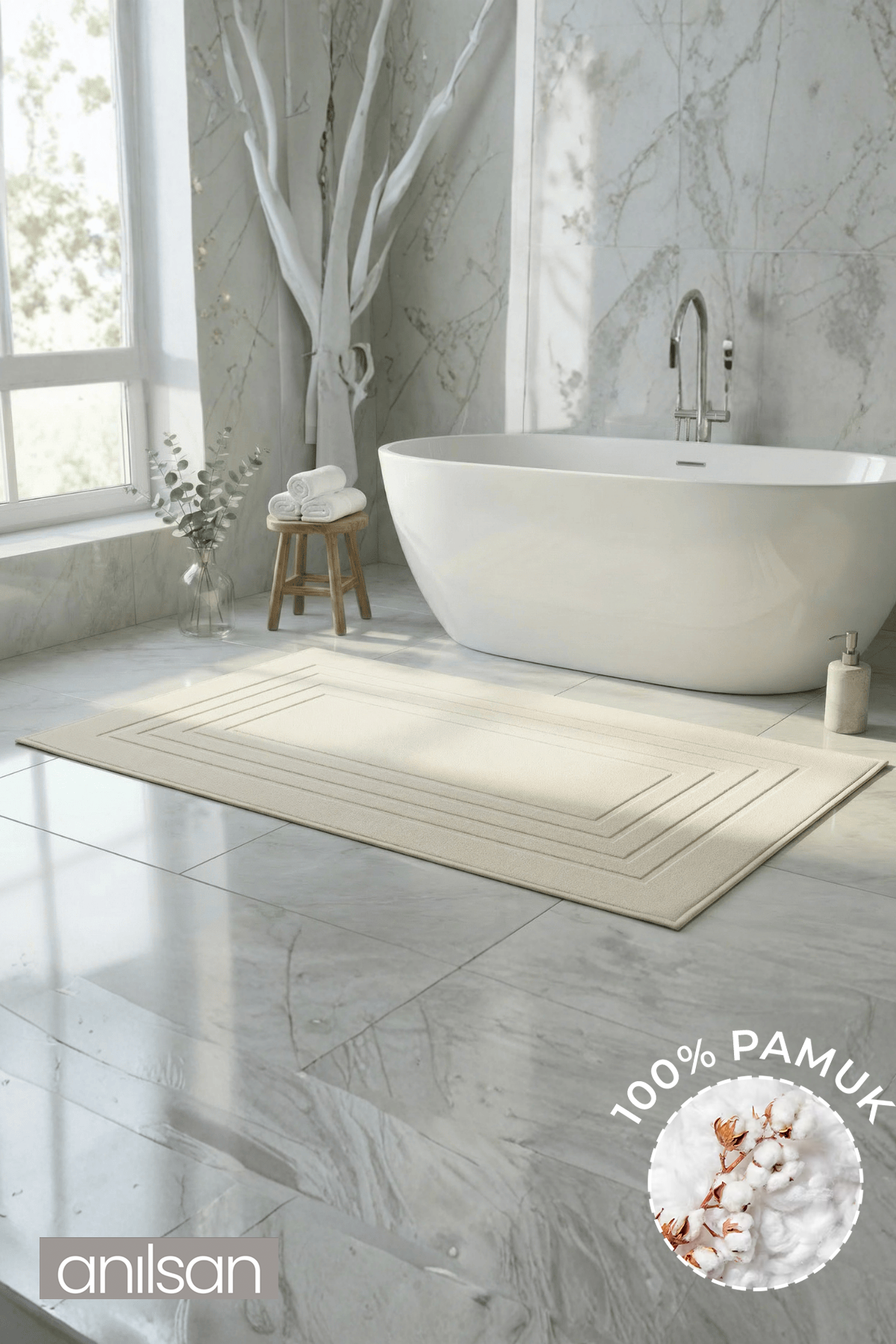 Alora %100 Pamuk Ayak Havlusu - Ekru 60x130, 690 Gr
