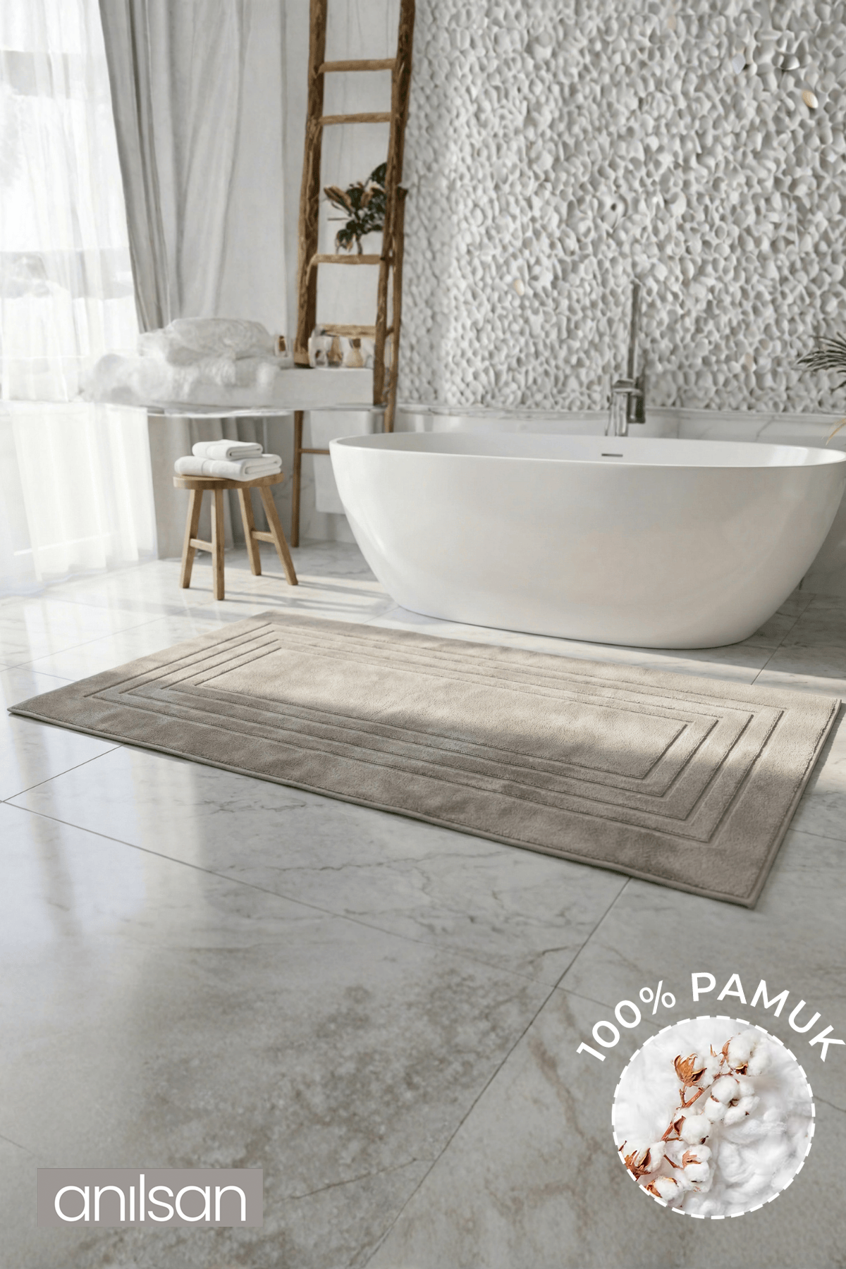 Alora %100 Pamuk Ayak Havlusu - Vizon 60x130, 690 Gr