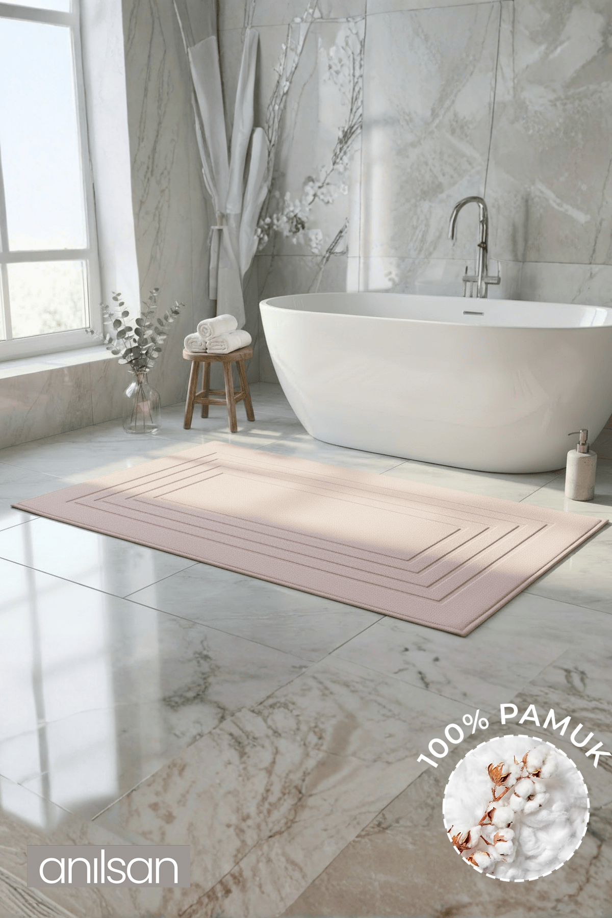 Alora %100 Pamuk Ayak Havlusu - Pudra 60x130, 690 Gr
