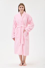 Şalyaka Bornoz Pembe %100 Pamuk Unisex Spa Için Ideal Kadın/Erkek