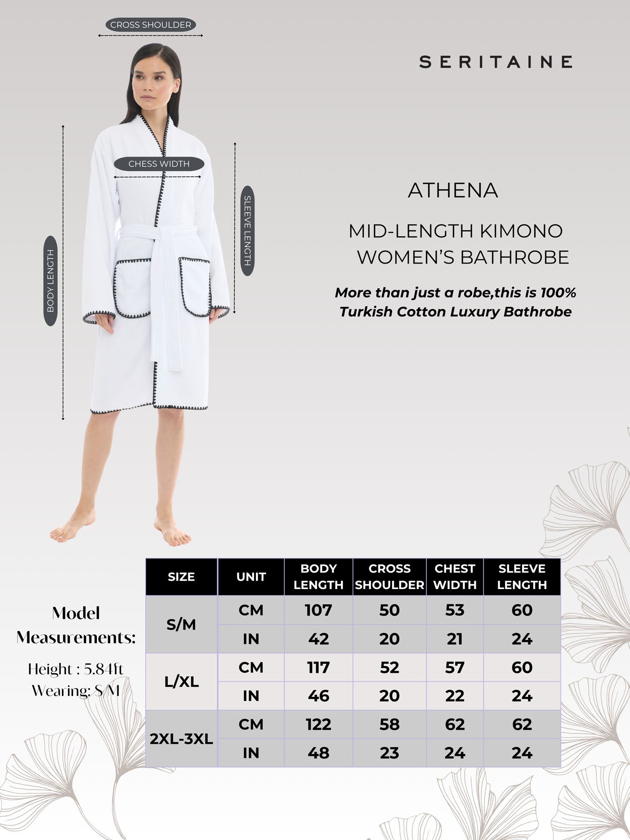 Athena Kimono Kadın Bornozu- Beyaz %100 Pamuk