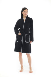 Athena Kimono Kadın Bornozu- Siyah %100 Pamuk
