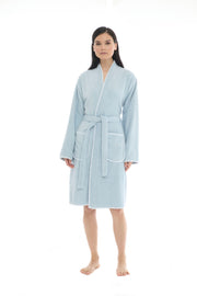 Athena Kimono Kadın Bornozu- Mavi %100 Pamuk