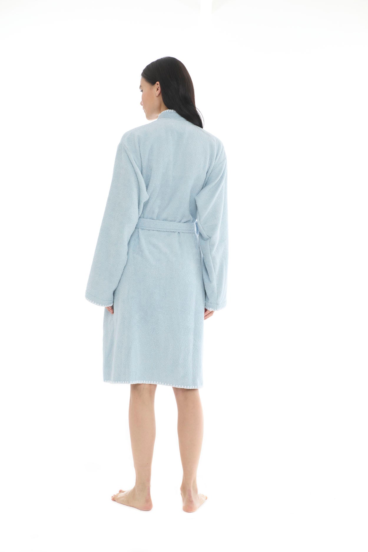 Athena Kimono Kadın Bornozu- Mavi %100 Pamuk