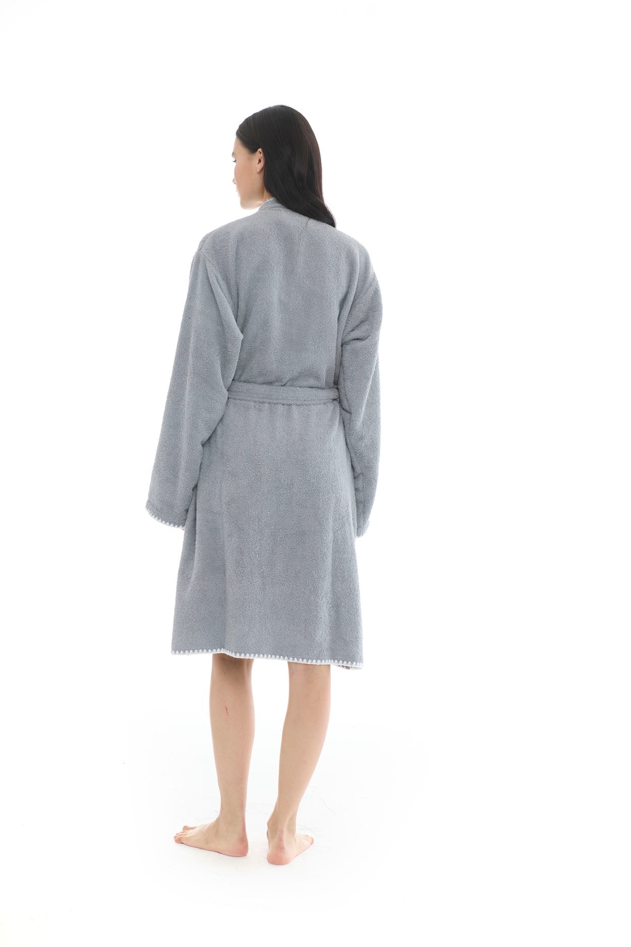 Athena Kimono Kadın Bornozu- Gri %100 Pamuk