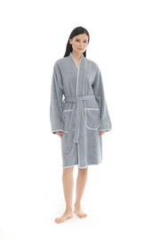 Athena Kimono Kadın Bornozu- Gri %100 Pamuk