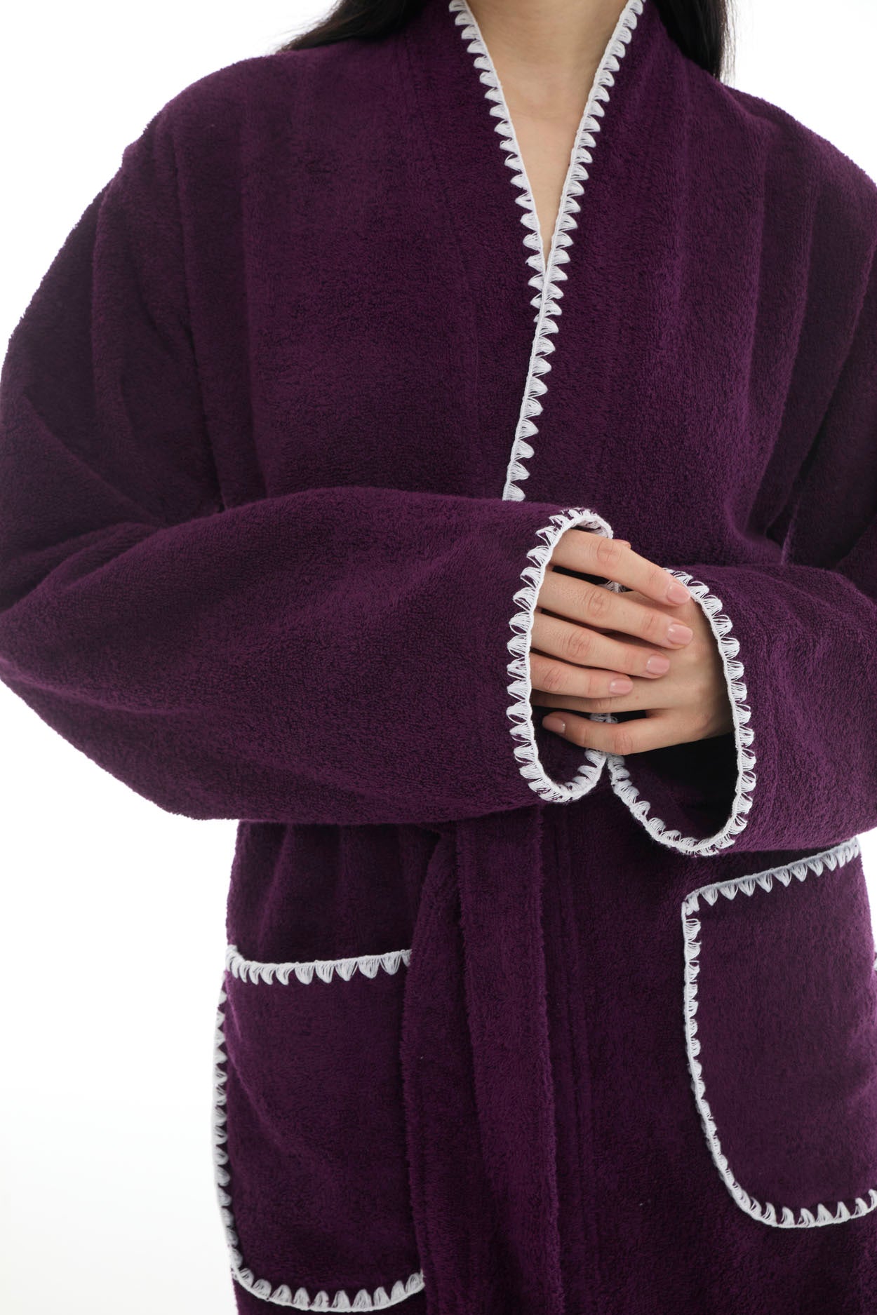 Athena Kimono Kadın Bornozu- Mor %100 Pamuk