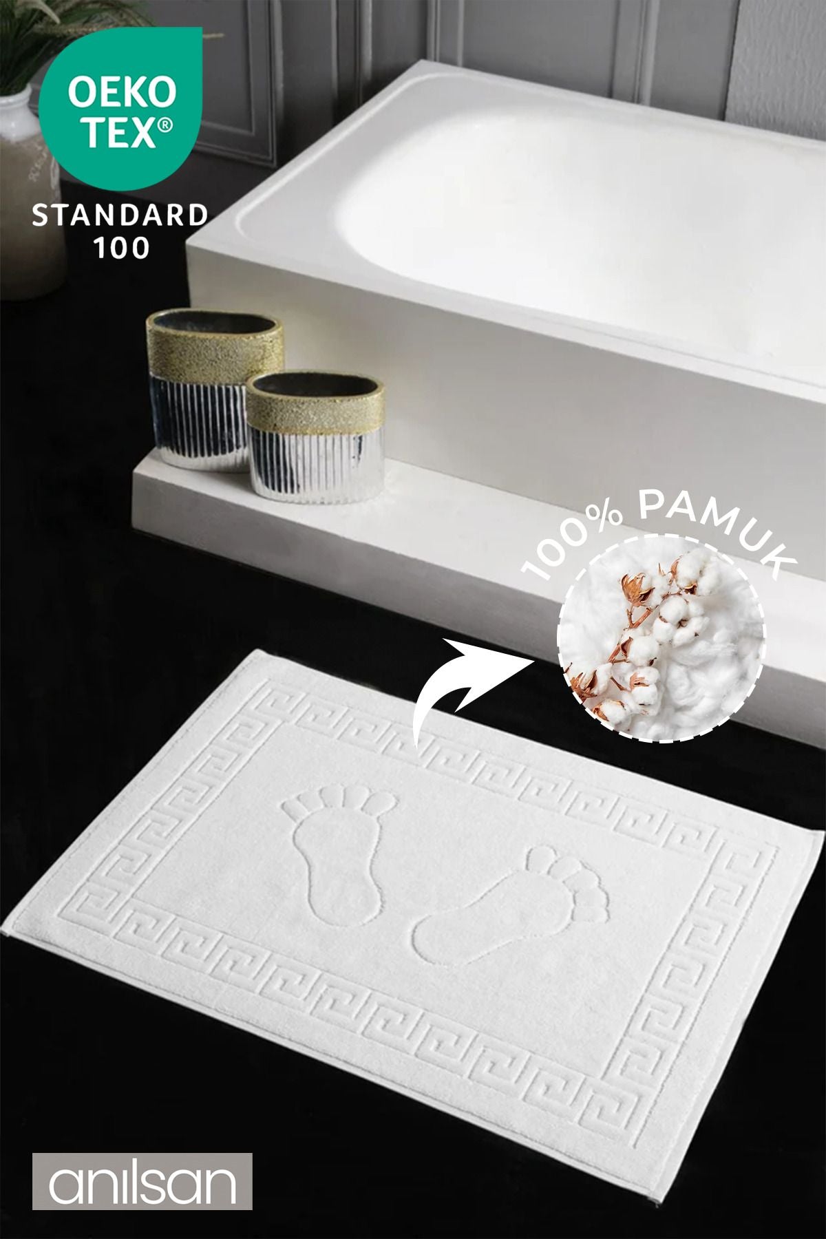 Greek %100 Pamuk Ayak Havlusu - Beyaz 50x70, 245 Gr