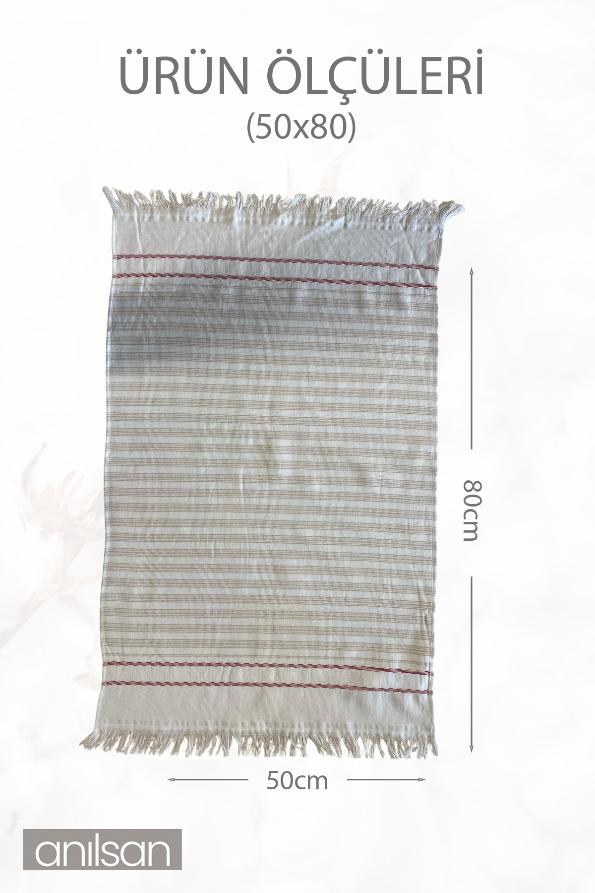 Beyaz Kum Çizgi Detay El Havlusu %100 Pamuk 50x80
