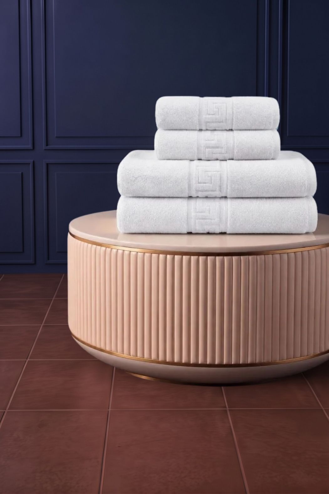 4'lü Beyaz Greek Havlu Seti - 2 Adet El Havlusu 50x90, 2 Adet Banyo Havlusu 70x140