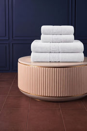4'lü Beyaz Greek Havlu Seti - 2 Adet El Havlusu 50x90, 2 Adet Banyo Havlusu 70x140