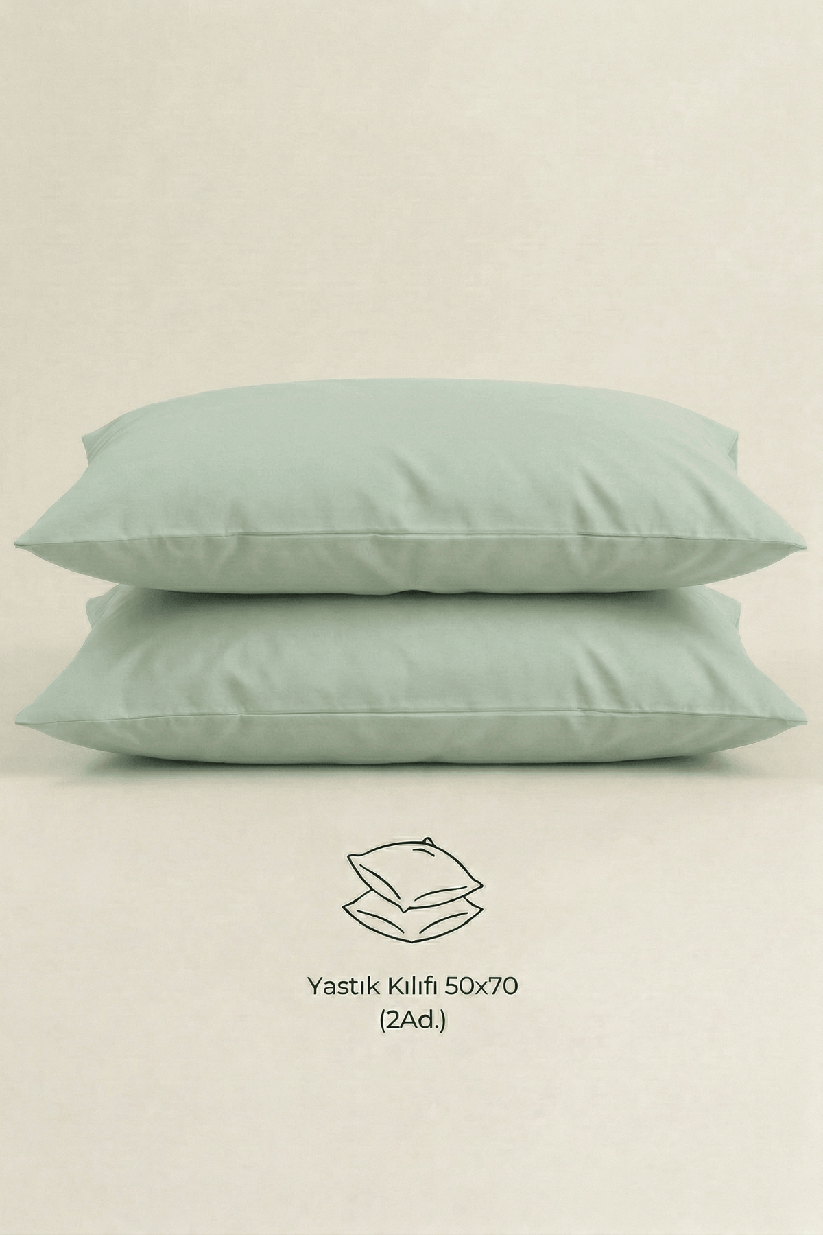 Camelia 2'li Mint Yeşili Yastık Kılıfı – 50x70 Cm, %100 Pamuk
