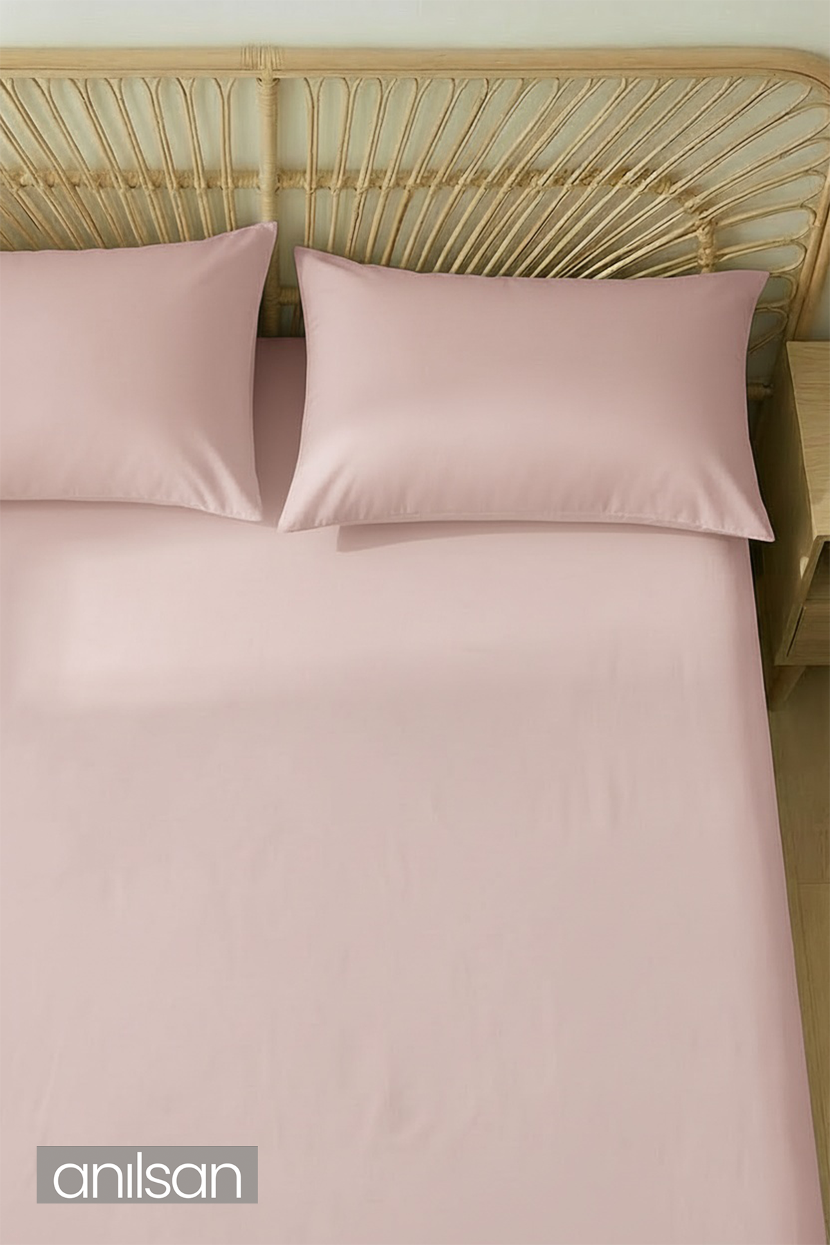 Camelia Çift Kişilik Düz Ranforce Çarşaf Seti- Pudra %100 Pamuk