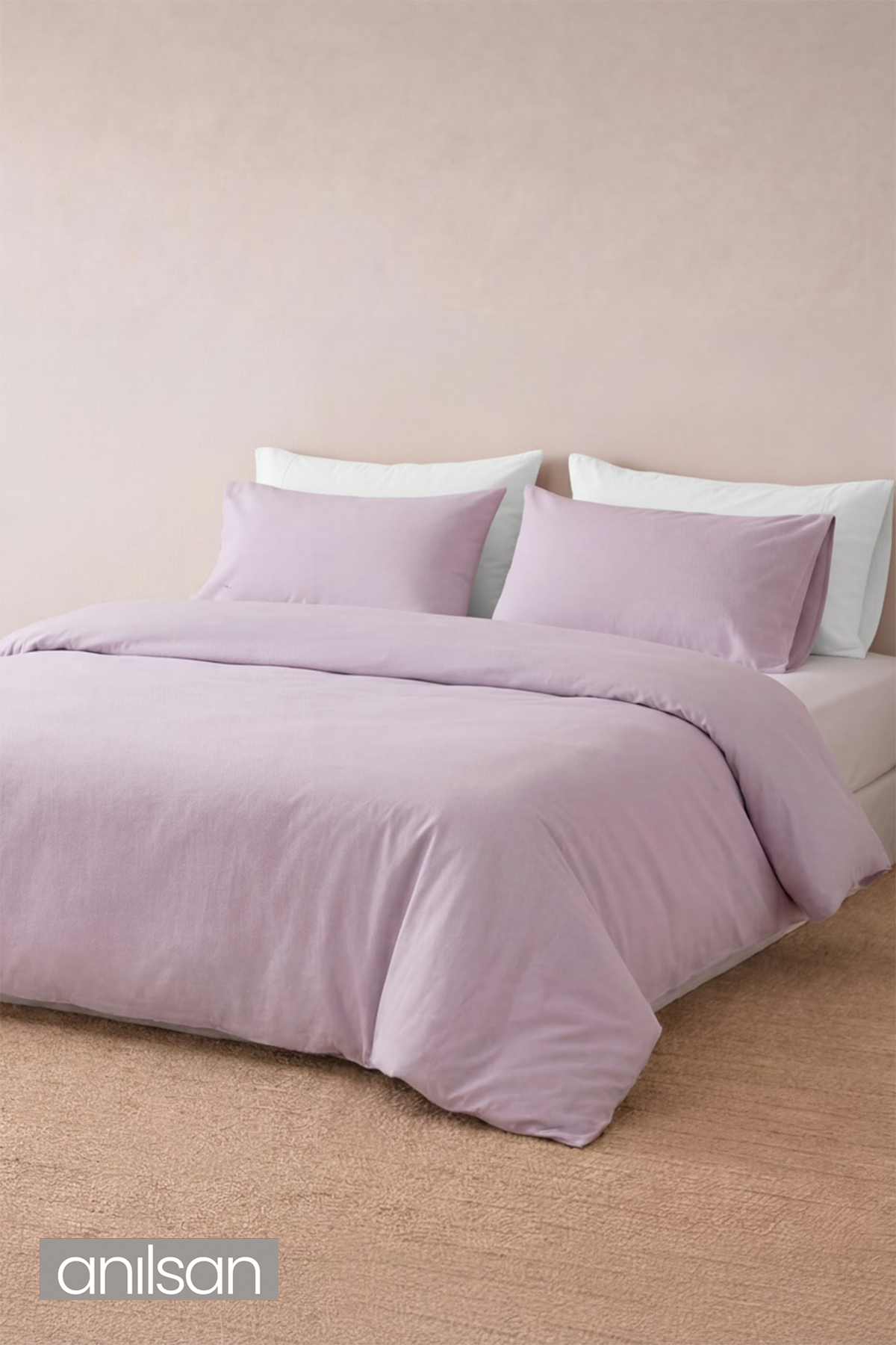 Camelia King Düz Ranforce Nevresim Seti- Lila %100