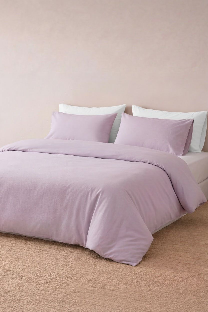 Camelia King Düz Ranforce Nevresim Seti- Lila %100