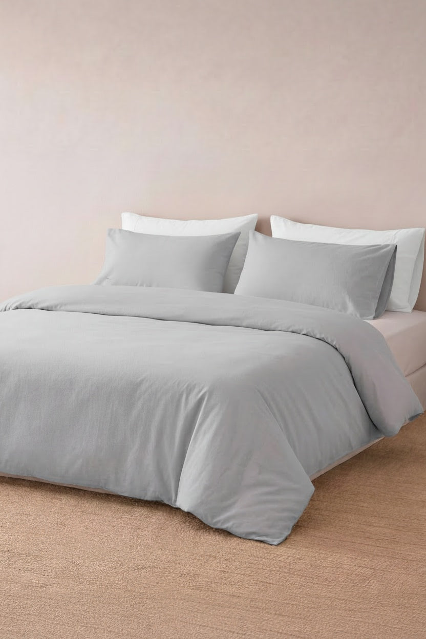 Camelia King Düz Ranforce Nevresim Seti- Taş %100 Pamuk