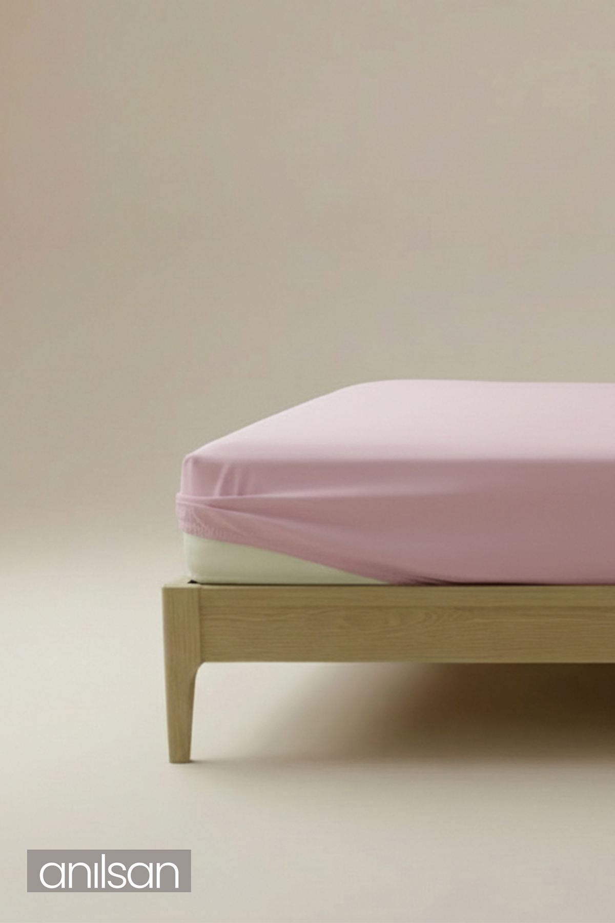 Camelia Tek Kişilik Düz Ranforce Lastikli Çarşaf - Pudra %100 Pamuk