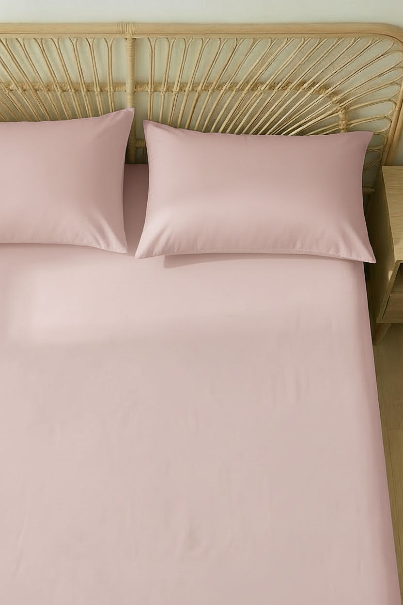 Camelia Tek Kişi Düz Ranforce Çarşaf Seti- Pudra %100 Pamuk