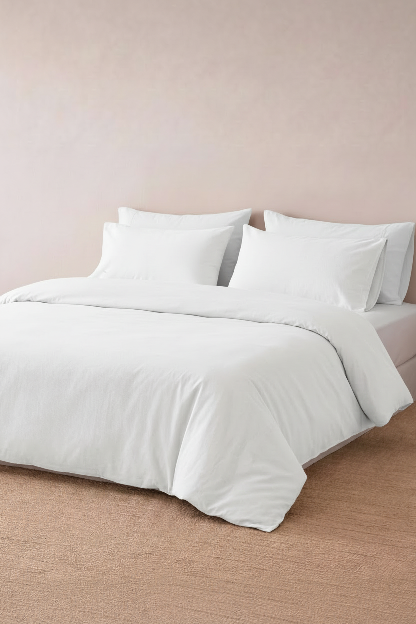 Camelia Tek Kişilik Düz Ranforce Nevresim Seti- Beyaz %100 Pamuk