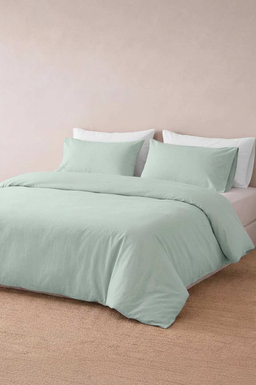 Camelia Tek Kişilik Düz Ranforce Nevresim Seti- Mint Yeşili %100 Pamuk