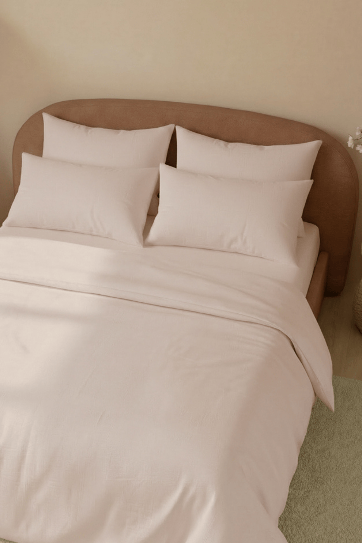 Camelia Tek Kişilik Düz Ranforce Nevresim Seti- Pudra %100 Pamuk