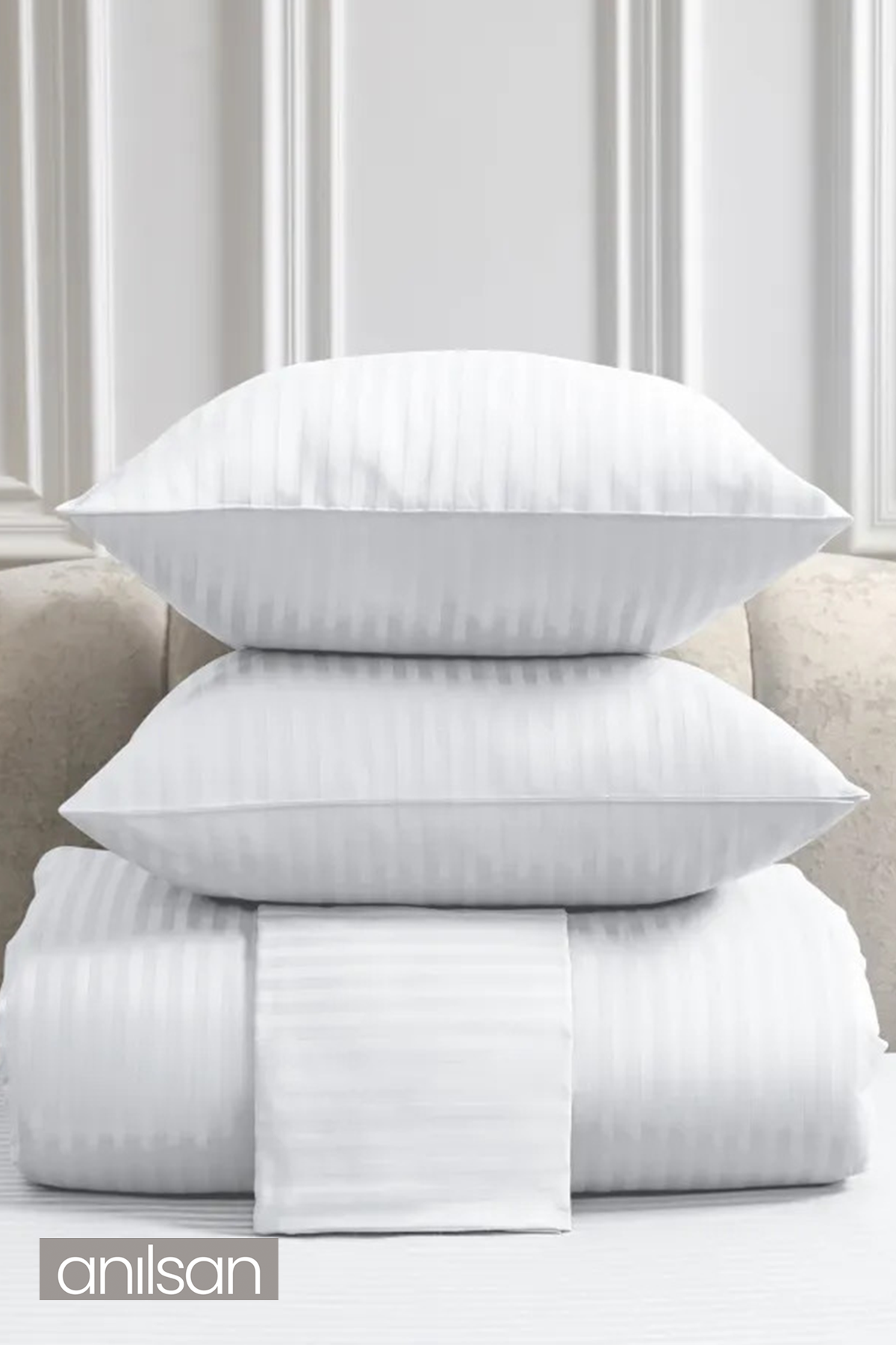 Yasmin Çizgili Tek Kişilik Nevresim Takım - %100 Pamuk