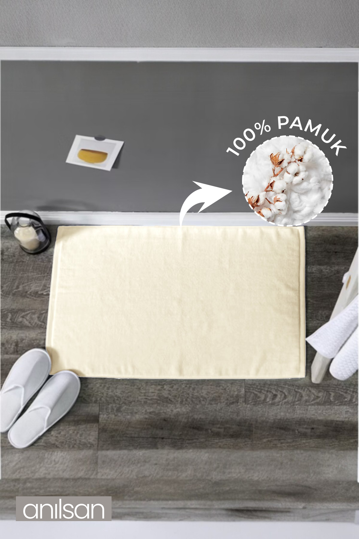 Düz %100 Pamuk Ayak Havlusu - Ekru  50x70, 245 Gr